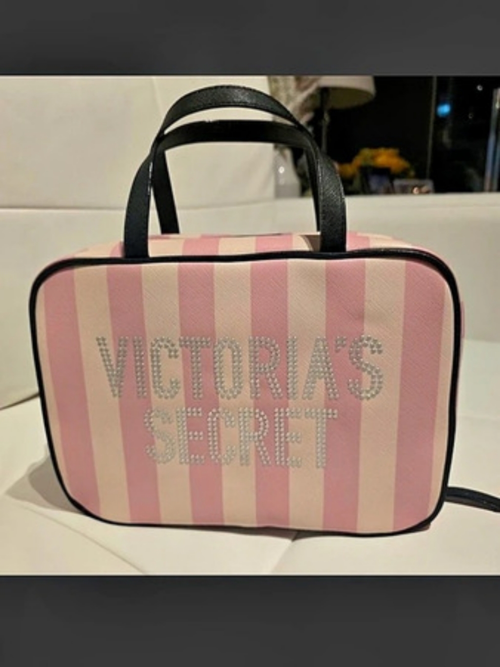 Victoria's Secret Travel Hanging Toiletry Bag Pink & Black